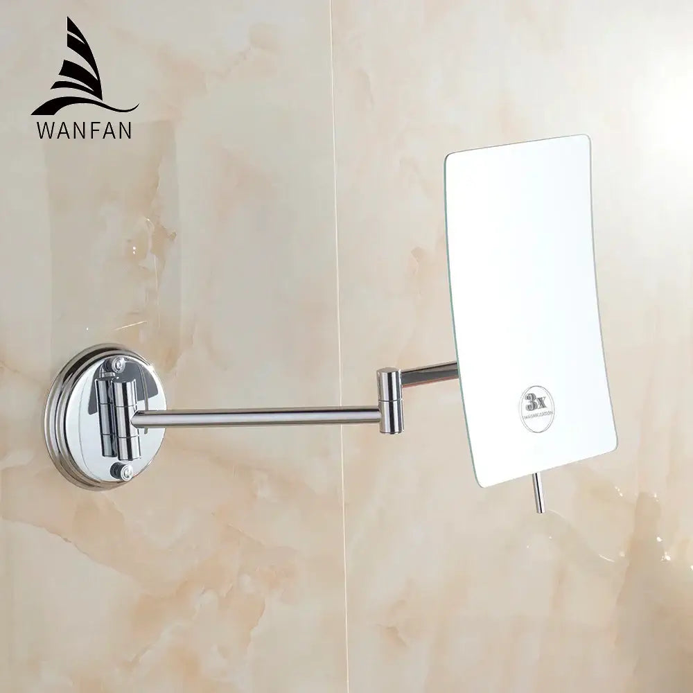 Chrome square magnifying wall makeup mirror with chrome finish 3x magnifying and adjustable folding arm decorbites 3x magnifying