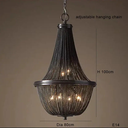 Classic black aluminum chain pendant lights featuring a black wrought iron chandelier with warm-toned bulbs for dining decorbites black aluminum