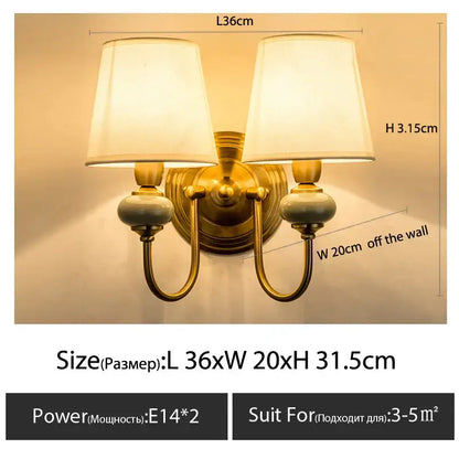 Classic gold cloth cover wall light with cream fabric shades and ceramic finials by decorbites cloth cover wall sconce
