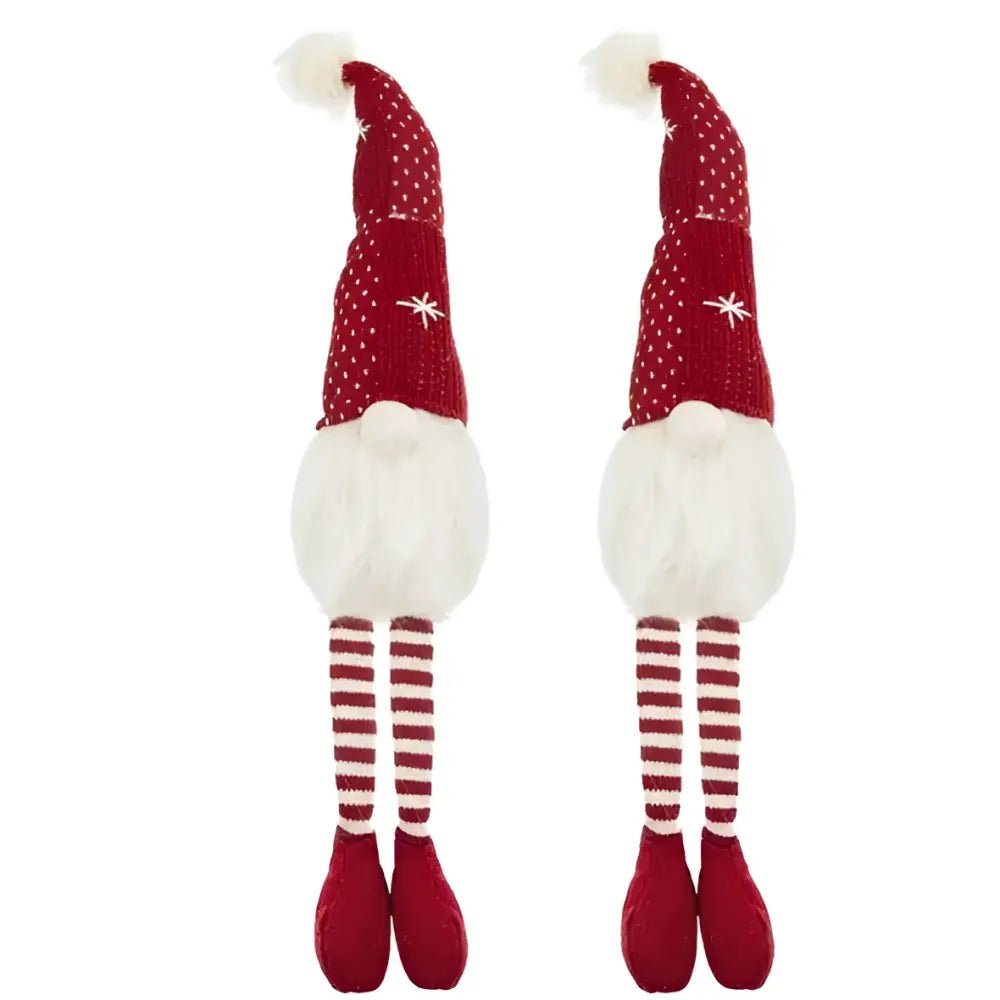 Classic red & white christmas gnome with fluffy white beard living room decor - Decorbites
