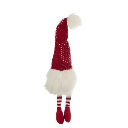 Classic red & white christmas gnome with fluffy white beard living room decor - Decorbites