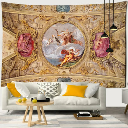 Classical ornate gold and pink boho printed tapestry wall decorbites boho printed tapestry bedroom decor