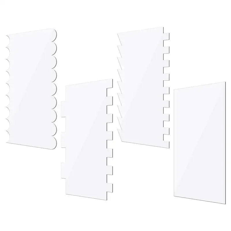 Clear acrylic scalloped cake cream scrapers with zigzagged edges for decorbites cake cream decorating tools