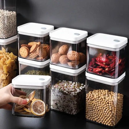 Clear bulk hermetic food storage containers with white lids holding nuts dried fruit and grains for decorbites bulk hermetic use