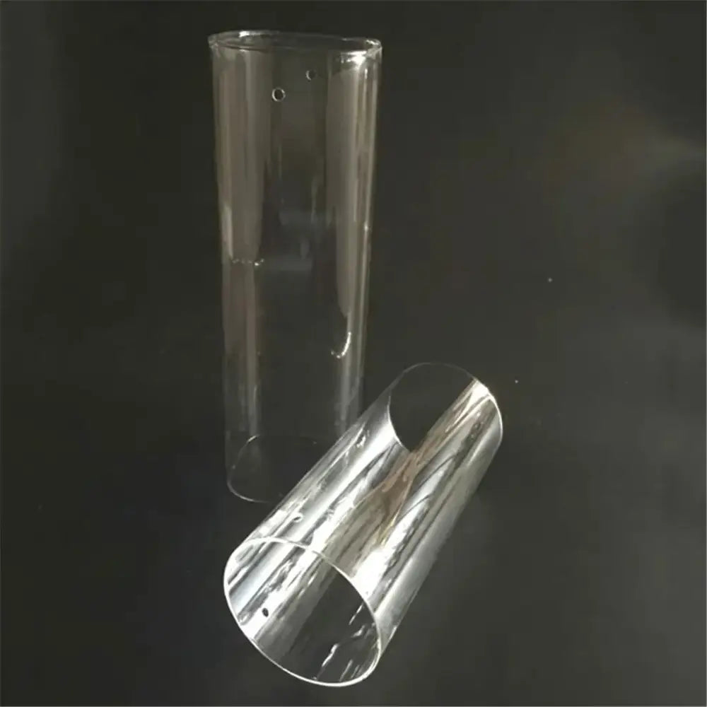 Clear cylinder glass hurricane lamp shades with smooth transparent surface and reflective inner walls for decorbites cylinder glass set