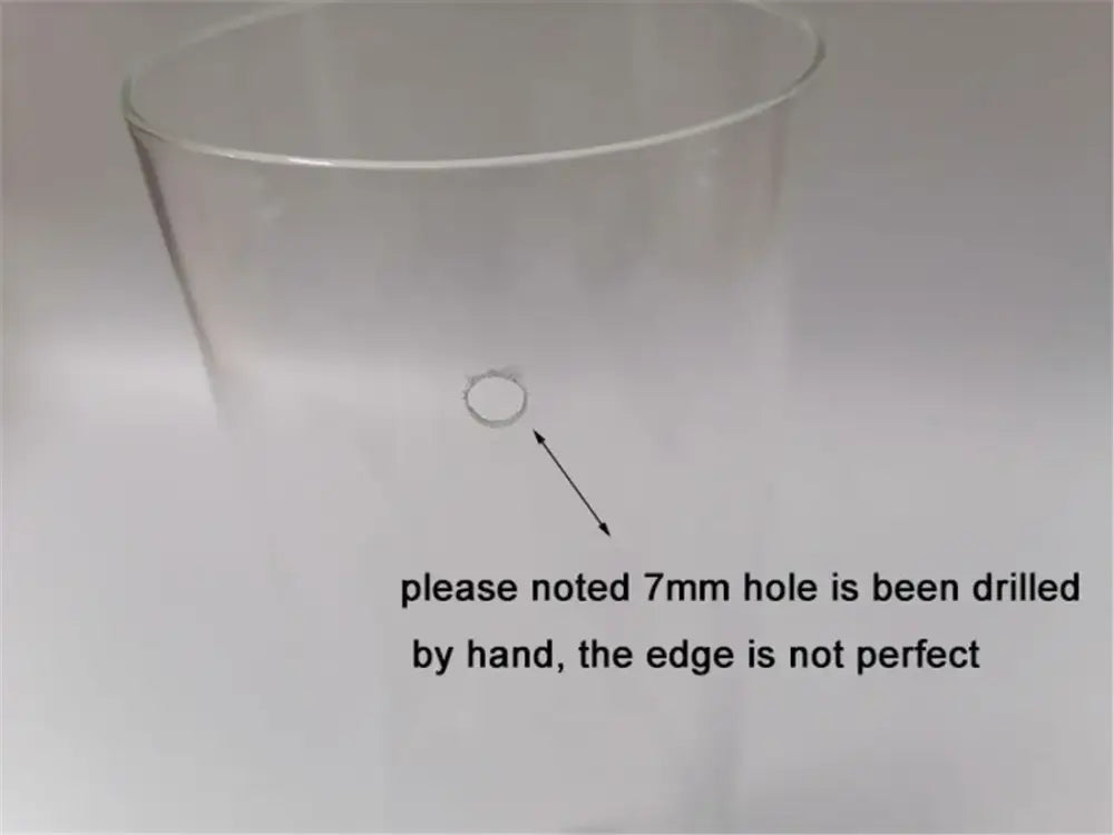 Clear glass cylinder glass hurricane lamp shade with 7mm hand-drilled hole and imperfect edge for decorbites cylinder glass set