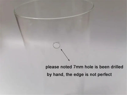 Clear glass cylinder glass hurricane lamp shade with 7mm hand-drilled hole and imperfect edge for decorbites cylinder glass set