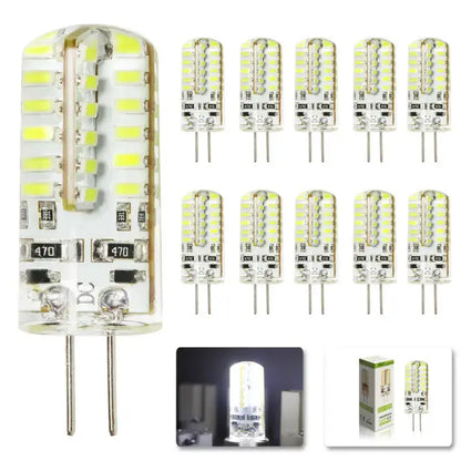 Clear cylindrical led bulb 4w 3014smd with yellowish green leds and two metal pins for decorbites g4 led kitchen spot light