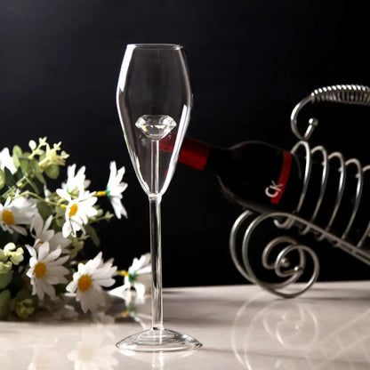Clear diamond glass champagne flute with a faceted diamond-shaped centerpiece ideal for dining room stemware decorbites clear diamond