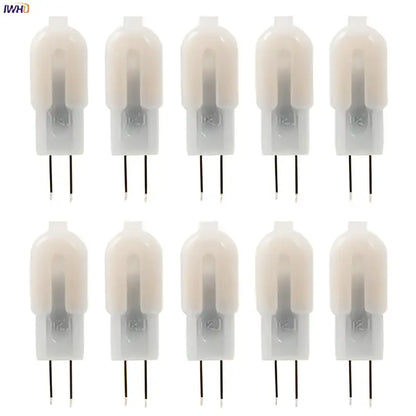 Ten clear glass decorbites led g4 bulbs 10pcs 2w led with two metal pins for kitchen chandeliers arranged in grid