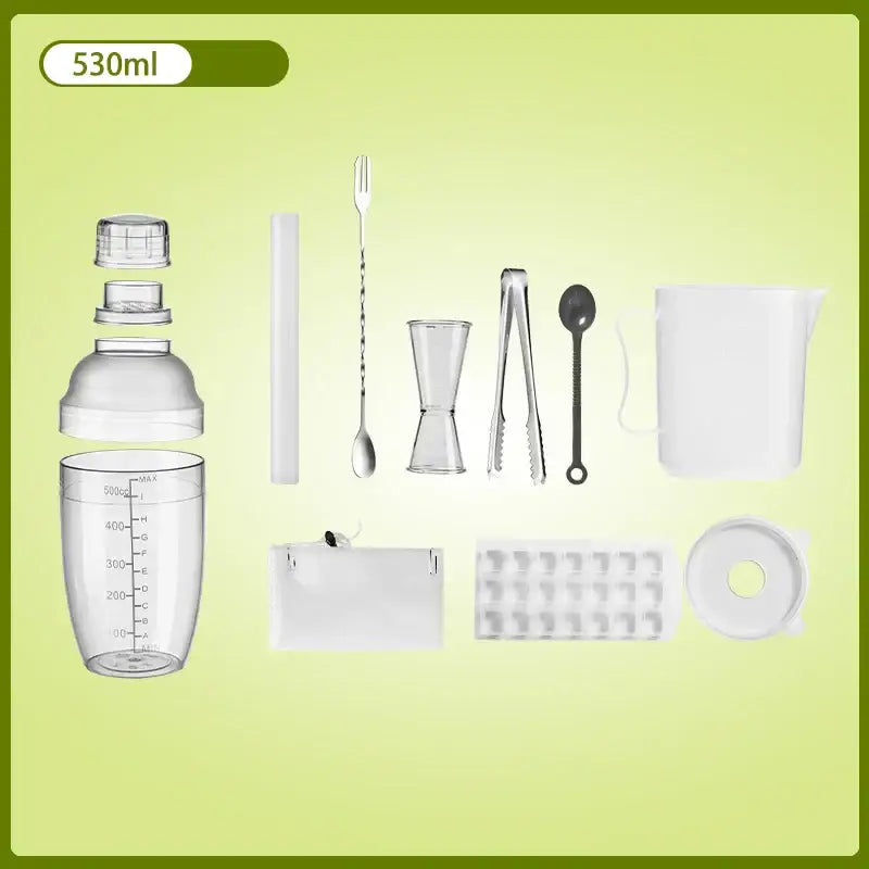 Clear plastic cocktail shaker with 530ml capacity and measurement markings for kitchen and barware beverage mixer decorbites cocktail shaker