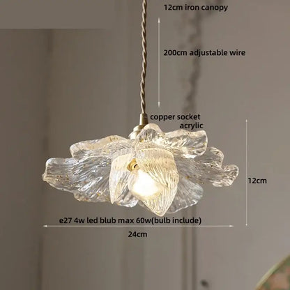 Clear acrylic flower acrylic led pendant light with 12cm iron canopy and adjustable wire for dining room decorbites pendant light