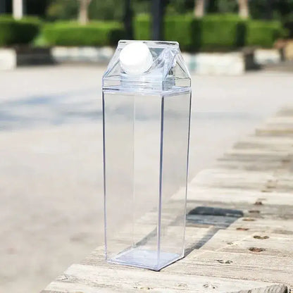Clear plastic milk carton water bottle with white screw-on cap by decorbites clear milk for kitchen juice storage