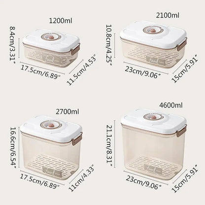 Clear plastic vacuum canister with white lids beige accents and food logo for decorbites fresh-keeping vacuum kitchen organizer