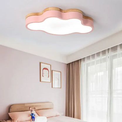 Pink cloud led baby chandelier with wooden trim for sage green and pink bedroom decorbites cloud led lighting