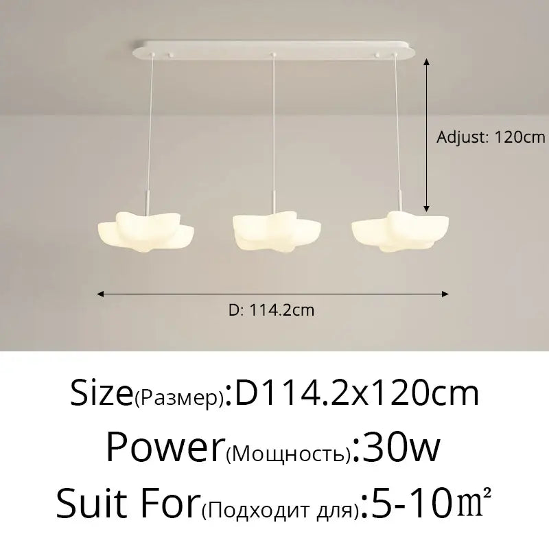 Cloud white modern chandelier with three cloud-shaped shades suspended from a rectangular ceiling mount by decorbites cloud white