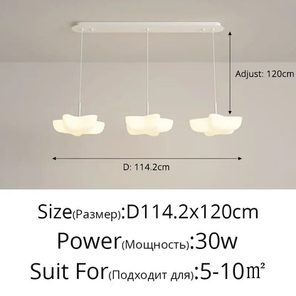 Cloud white modern chandelier with three cloud-shaped shades suspended from a rectangular ceiling mount by decorbites cloud white