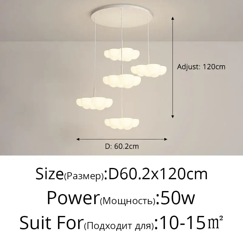Cloud white modern chandelier white cloud-shaped pendant light with adjustable height and 50w power for kitchen island decorbites cloud white