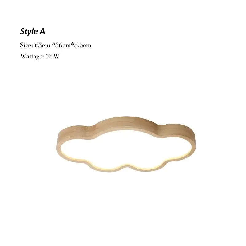 Minimalist cloud wood ceiling light with natural wood finish and warm white center for children’s room decorbites cloud wood