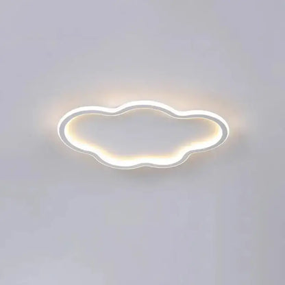 A decorbites cloudy white kids ceiling lamp with a minimalist cloud shape, white frame, and warm ambient glow
