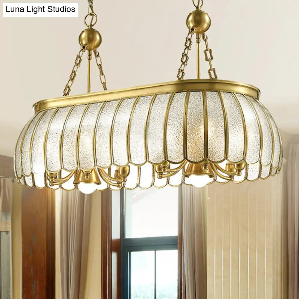 DecorBites gold colonial style pendant ceiling light with bubble glass and scallop accented textured panels for kitchen