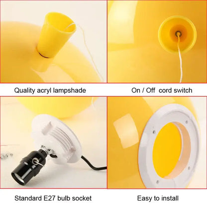 Bright yellow acrylic ceiling sconce lamp with e27 bulb socket and on off cord switch for bedroom decor