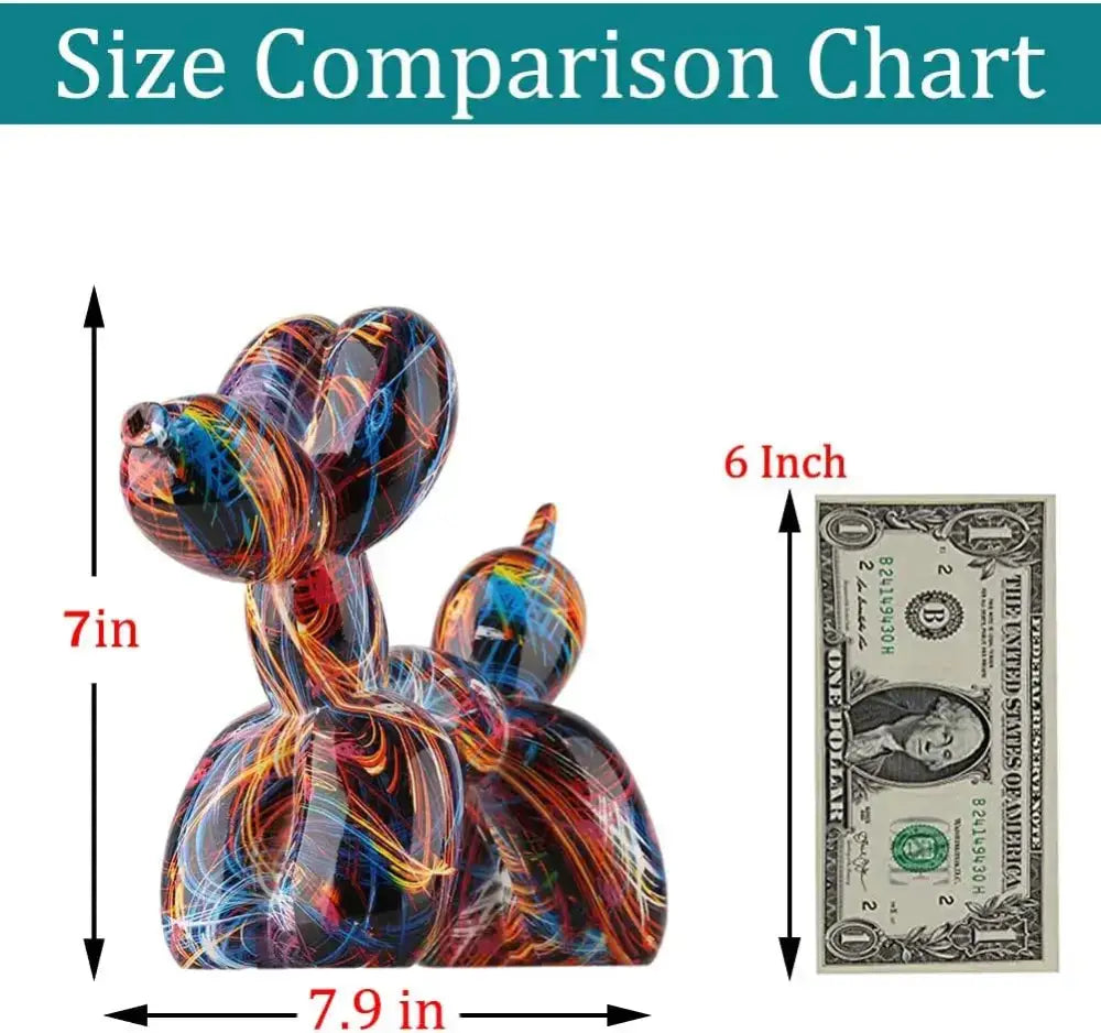 Colorful balloon dog statue made of multicolored glass with red blue and yellow swirls for living room decorbites art decor