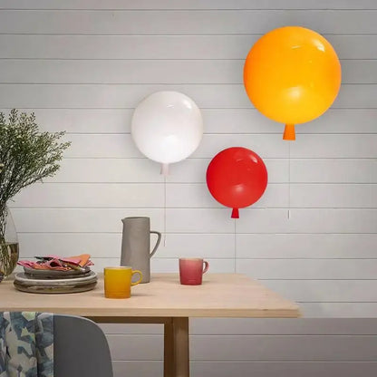Three colorful balloon led wall lamps in white red and orange glossy decorbites colorful balloon design for kids bedroom