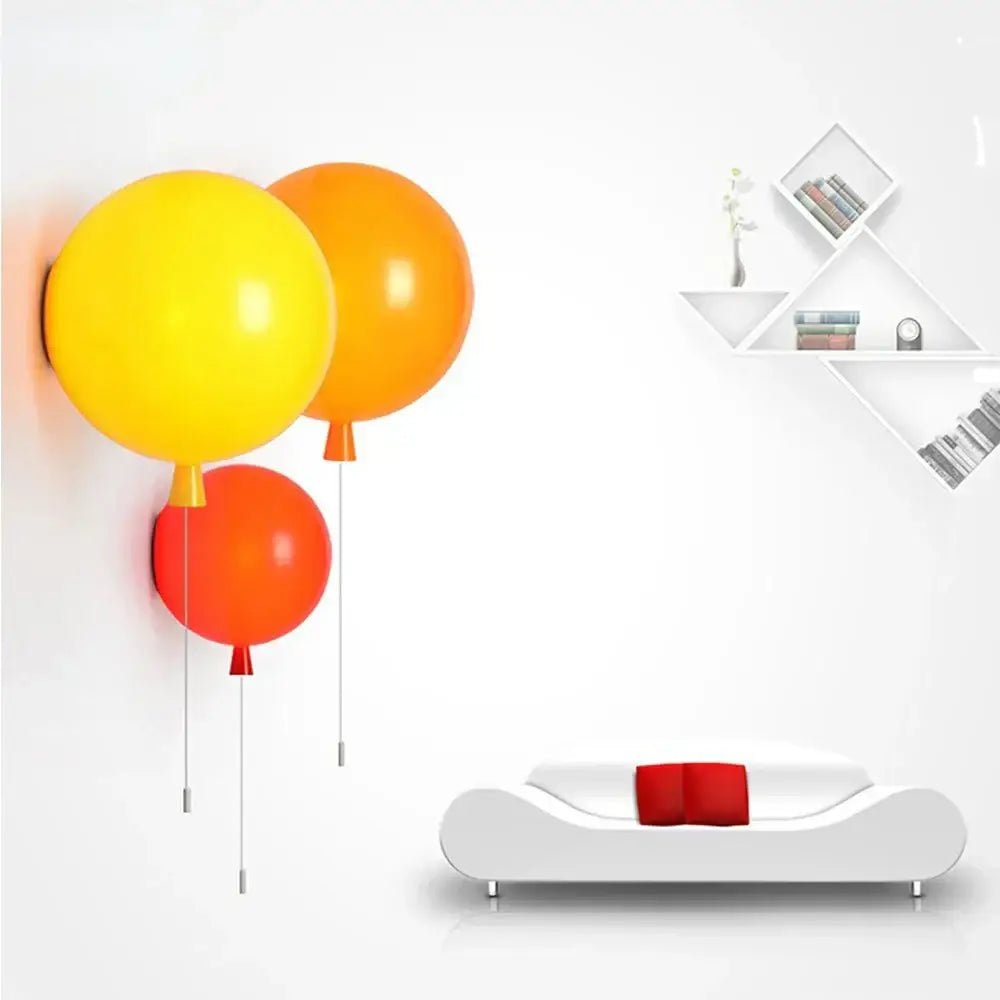 Colorful balloon led wall lamps set for kids bedroom featuring vibrant yellow orange and red glossy decorbites colorful balloon designs
