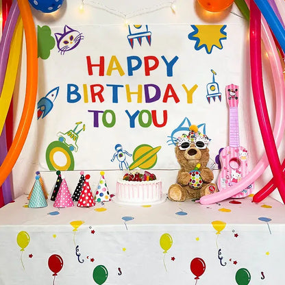 Pink hello kitty ukulele with polka dot design and glittery accents featured with decorbites birthday wall tapestry