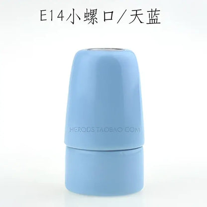 Light blue decorbites ceramic e14 socket bulb holder with smooth glossy finish for bedroom and living room decor