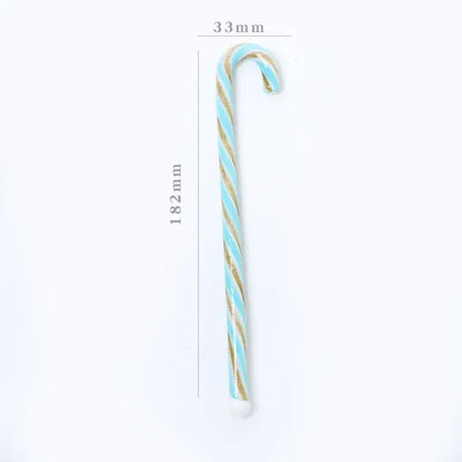 A light blue and gold striped glass stirring stick candy cane 182mm long handle decorbites colorful christmas long decor