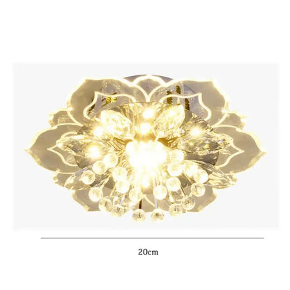 Gold-toned floral ceiling light fixture with crystal accents 20cm diameter for colorful living room lighting