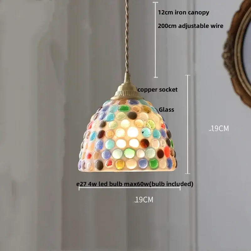 Colorful glass shell led pendant lamp with mosaic glass and copper socket for dining room decorbites colorful glass lighting