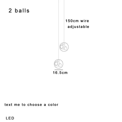 Adjustable colorful glaze glass pendant lights with two 16.5cm spherical balls on 150cm wire by decorbites