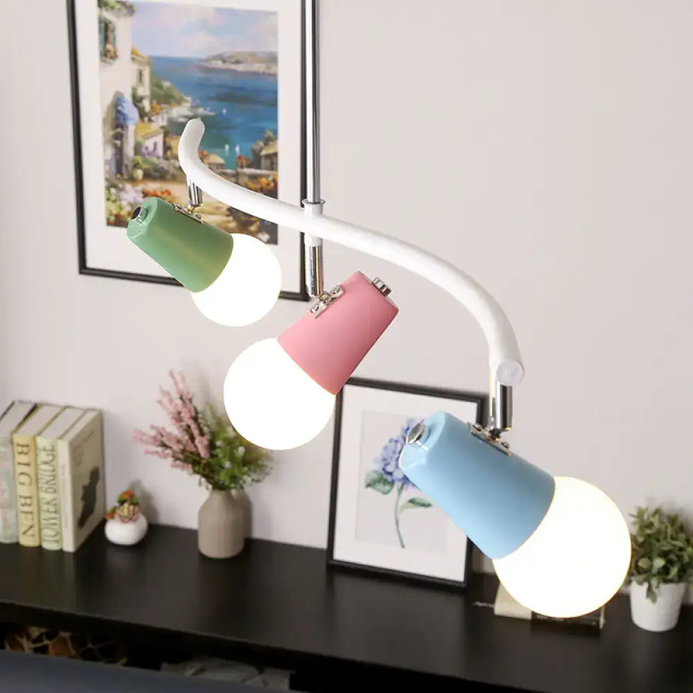 Pastel-colored adjustable desk lamp with green pink and blue shades for iron wave island wave island lighting colorful horn swivel