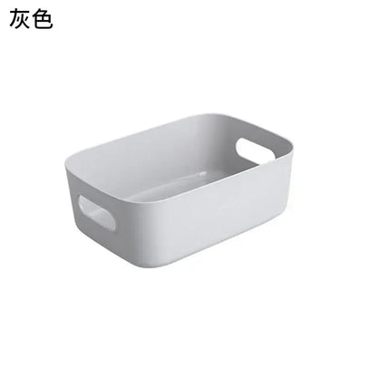 Gray rectangular kitchenware storage container with integrated handles for decorbites kitchenware storage and dishes organization