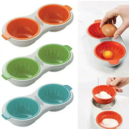 Colorful silicone double layer egg boiler with two compartments and handle for easy handling kitchen cooking tools