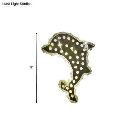 Contemporary black and white crystal prism dolphin wall light with led lights and clear acrylic segments for bedroom
