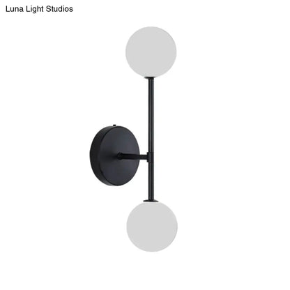 Contemporary black and gold dual ball wall lamp with frosted glass globes modern inch fixture for bedroom use