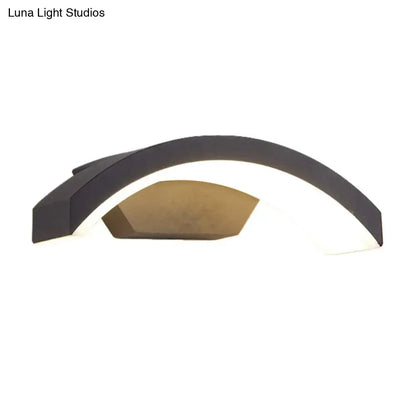 Contemporary black and gold arched wall lamp with sleek minimalist design and led flush mount for courtyard use