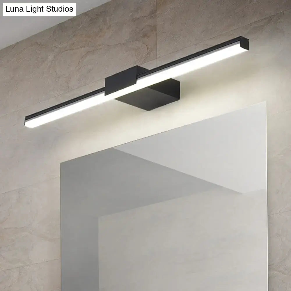 Contemporary black and white linear led wall light bathroom fixture with sleek rectangular design and integrated mounting brackets