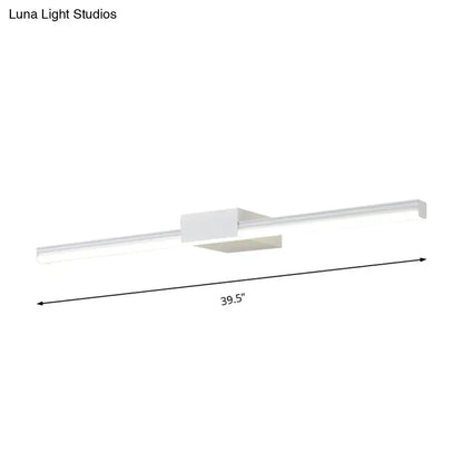 Contemporary black and white linear LED wall light with sleek rectangular design and central mounting bracket fixture width