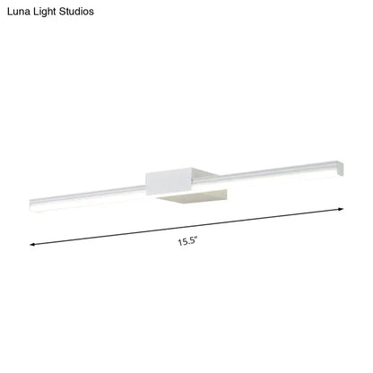 Contemporary black and white linear led wall light fixture with sleek white rectangular design and central bracket for mounting