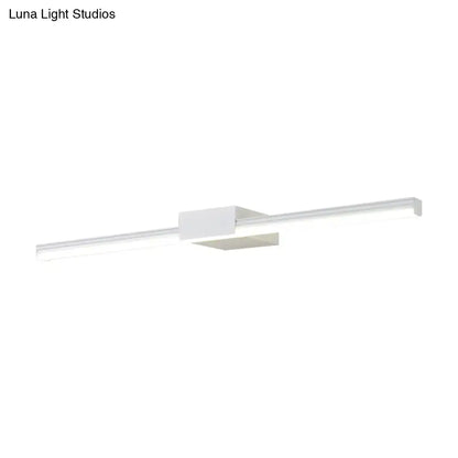 Contemporary black and white linear led wall light with sleek rectangular design and minimalist fixture width for bathroom