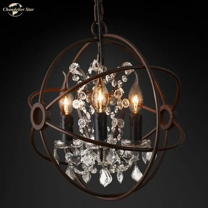 Antique bronze sphere chandelier with crystal accents and candle bulbs is a decorbites crystal led chandelier