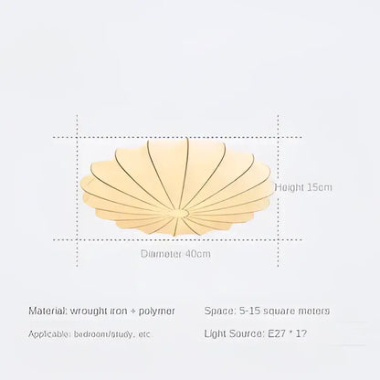 Contemporary cream petal led ceiling light with golden shell-shaped wrought iron design for dining room ceiling light