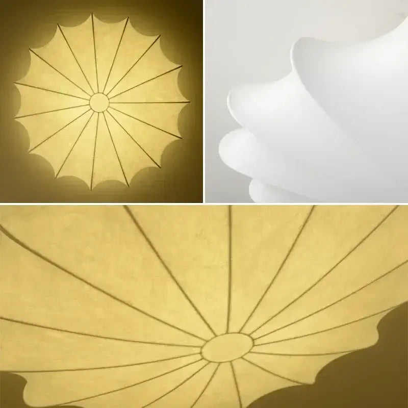 Contemporary cream petal led ceiling light with golden lotus-shaped radiating panels for dining room use
