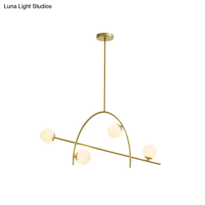 DecorBites™ chandelier lamp with five gold-toned arms and cream glass shade offering warm white lighting