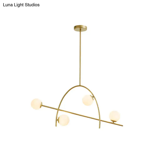 DecorBites™ chandelier lamp with five gold-toned arms and cream glass shade offering warm white lighting